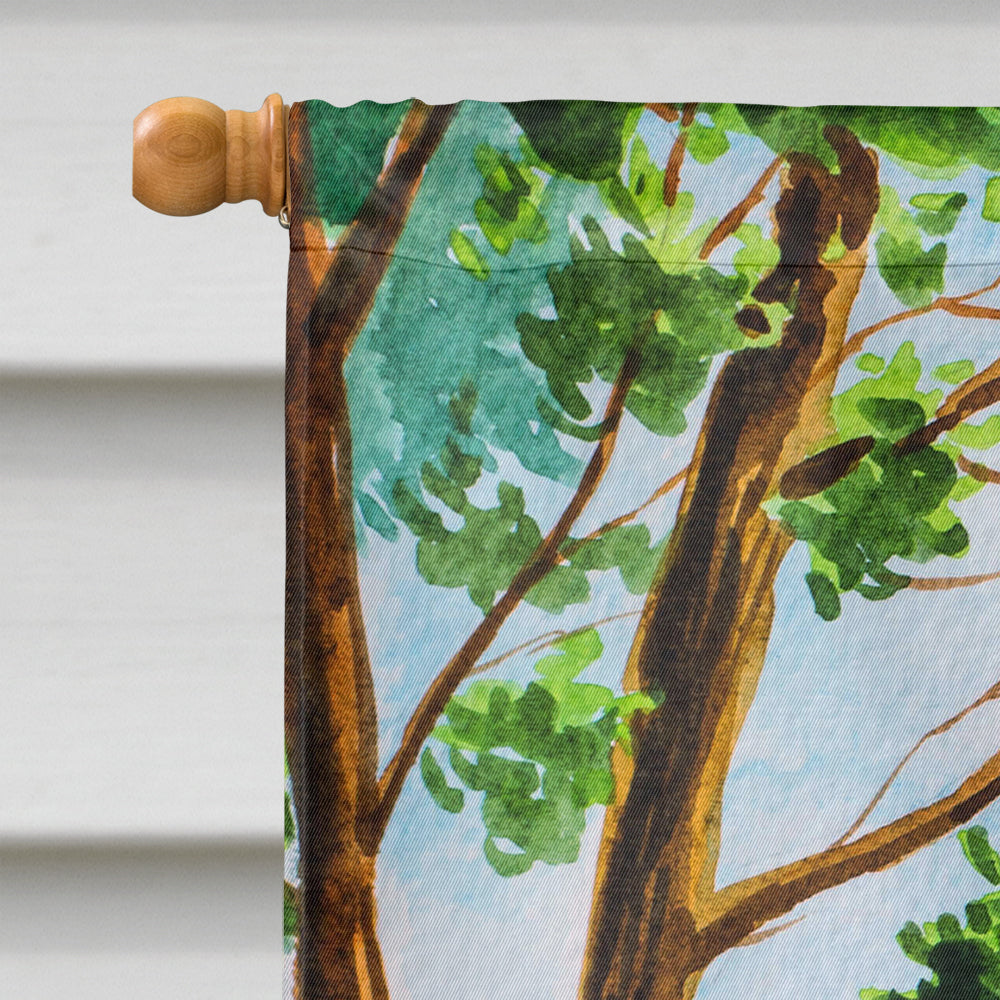 Under the Tree Red Staffie House Flag 28x40 Porch Sleeve Pole Decorative Outside Yard Banner Artwork Wall Hanging, Polyester