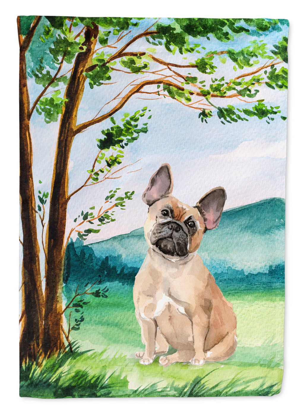Under the Tree Fawn French Bulldog Garden Flag Mailbox Decorative Yard Banner Outside Patio Artwork for Flower Beds, Garden Size, Multicolor