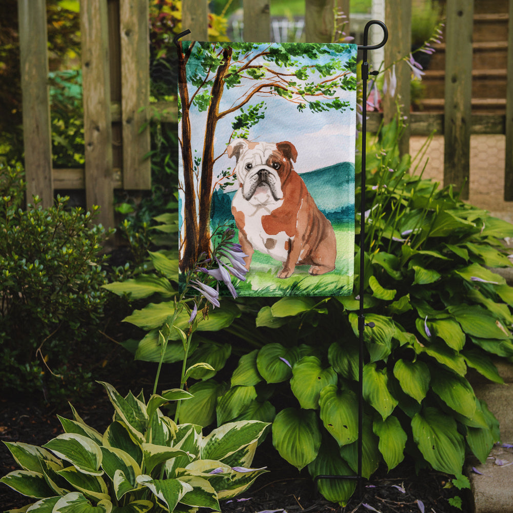Under the Tree English Bulldog Garden Flag Mailbox Decorative Yard Banner Outside Patio Artwork for Flower Beds, Garden Size, Multicolor