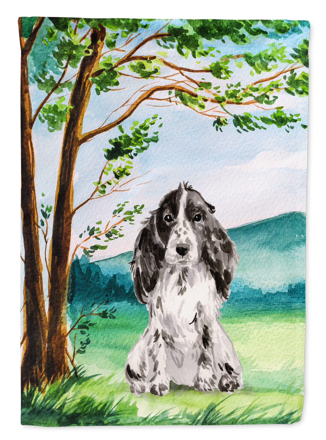 Under the Tree Black Parti Cocker Spaniel Garden Flag Mailbox Decorative Yard Banner Outside Patio Artwork for Flower Beds, Garden Size, Multicolor
