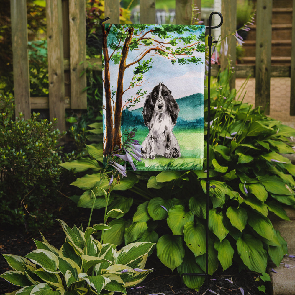 Under the Tree Black Parti Cocker Spaniel Garden Flag Mailbox Decorative Yard Banner Outside Patio Artwork for Flower Beds, Garden Size, Multicolor