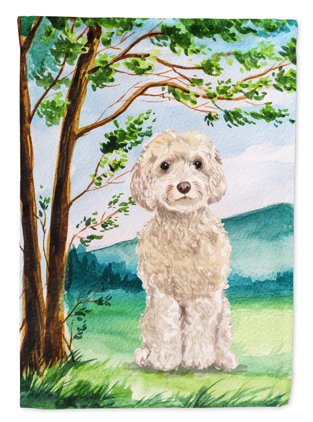 Under the Tree Goldendoodle Garden Flag Mailbox Decorative Yard Banner Outside Patio Artwork for Flower Beds, Garden Size, Multicolor
