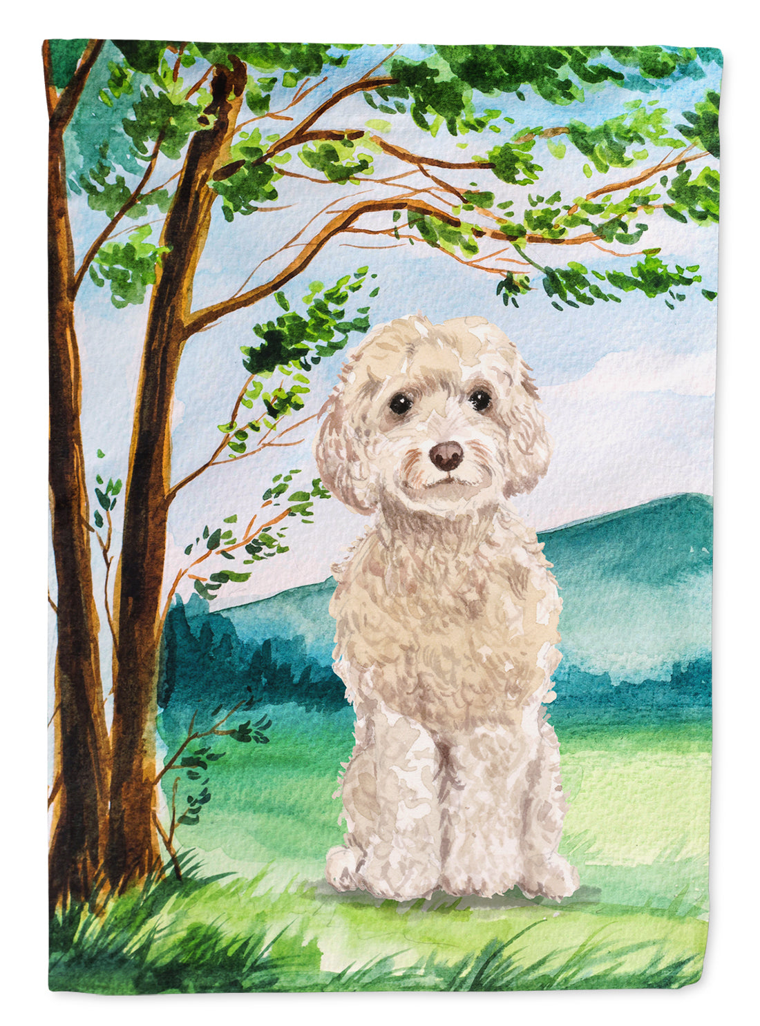 Under the Tree Goldendoodle Garden Flag Mailbox Decorative Yard Banner Outside Patio Artwork for Flower Beds, Garden Size, Multicolor