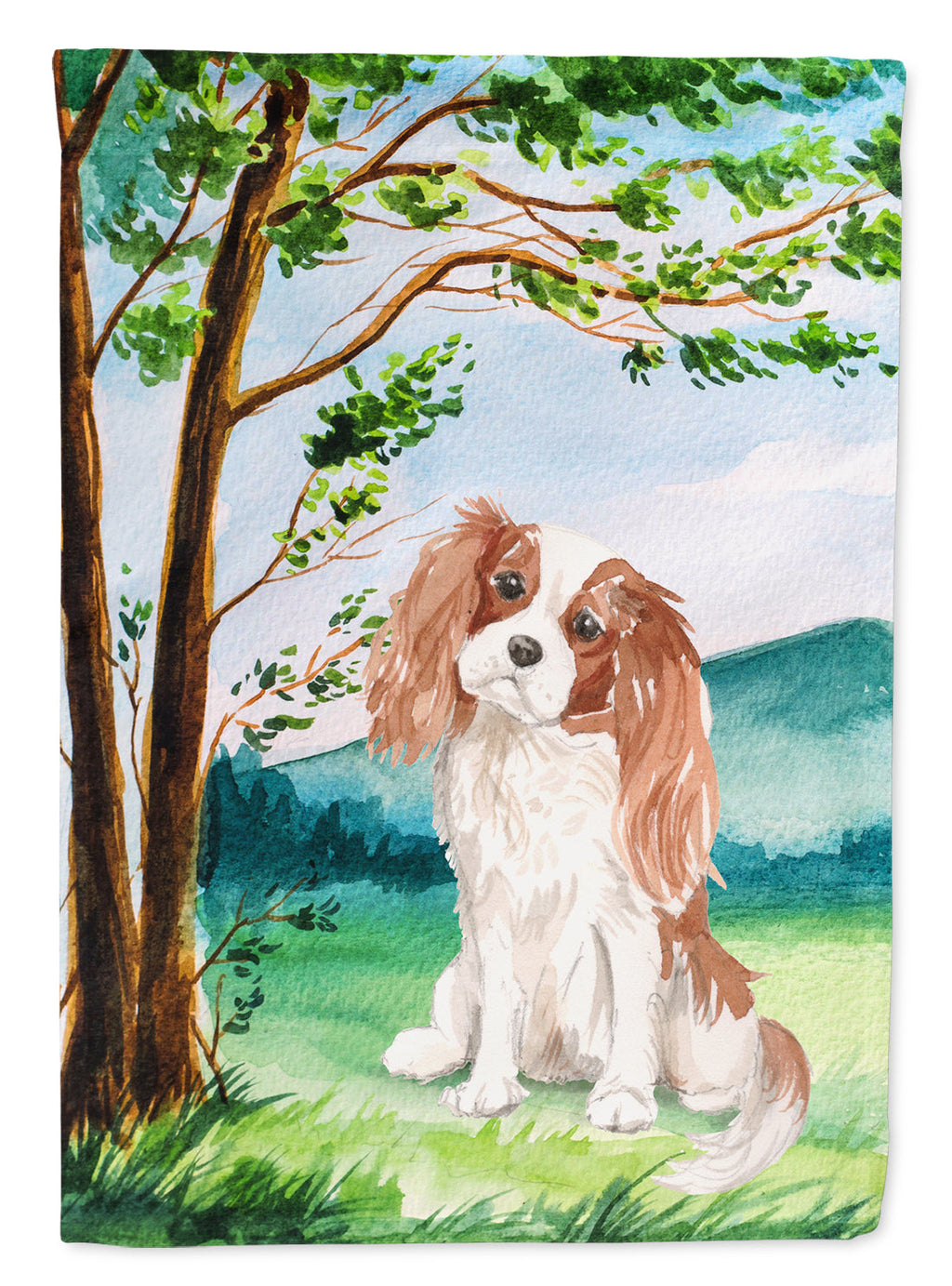 Under the Tree Blenheim Cavalier Spaniel Garden Flag Mailbox Decorative Yard Banner Outside Patio Artwork for Flower Beds, Garden Size, Multicolor
