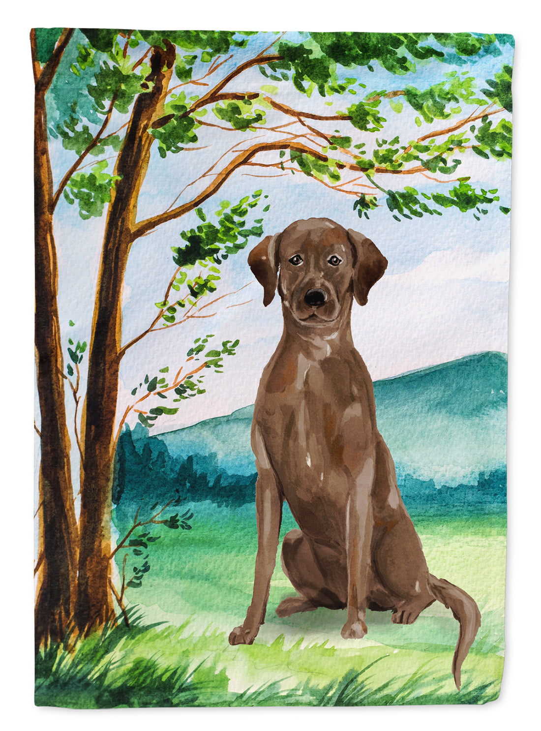 Under the Tree Chocolate Labrador Garden Flag Mailbox Decorative Yard Banner Outside Patio Artwork for Flower Beds, Garden Size, Multicolor