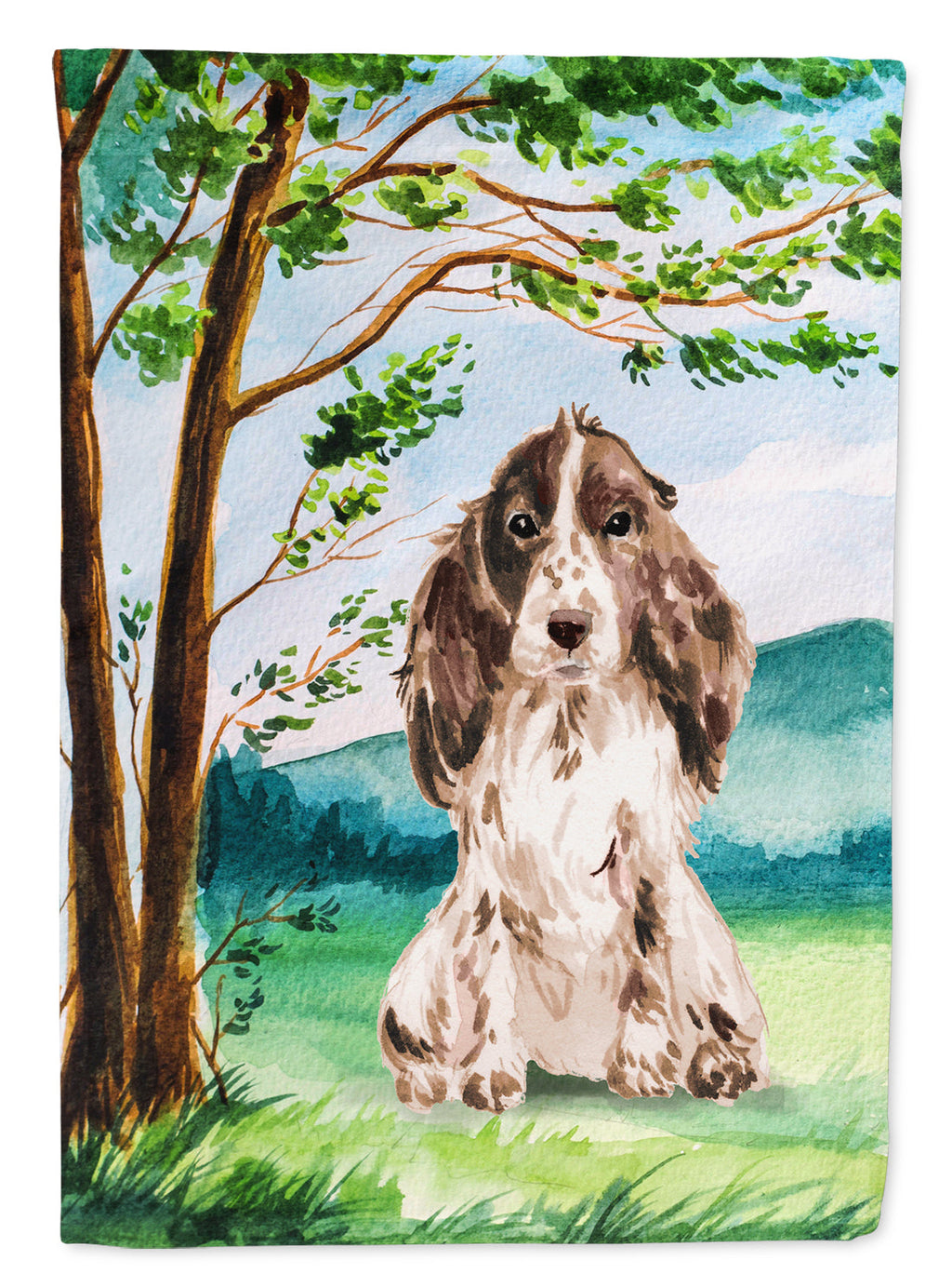 Under the Tree Chocolate Parti Cocker Spaniel Garden Flag Mailbox Decorative Yard Banner Outside Patio Artwork for Flower Beds, Garden Size, Multicolor