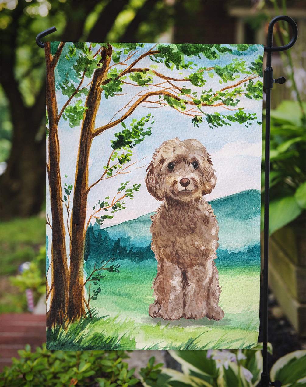 Under the Tree Labradoodle Garden Flag Mailbox Decorative Yard Banner Outside Patio Artwork for Flower Beds, Garden Size, Multicolor