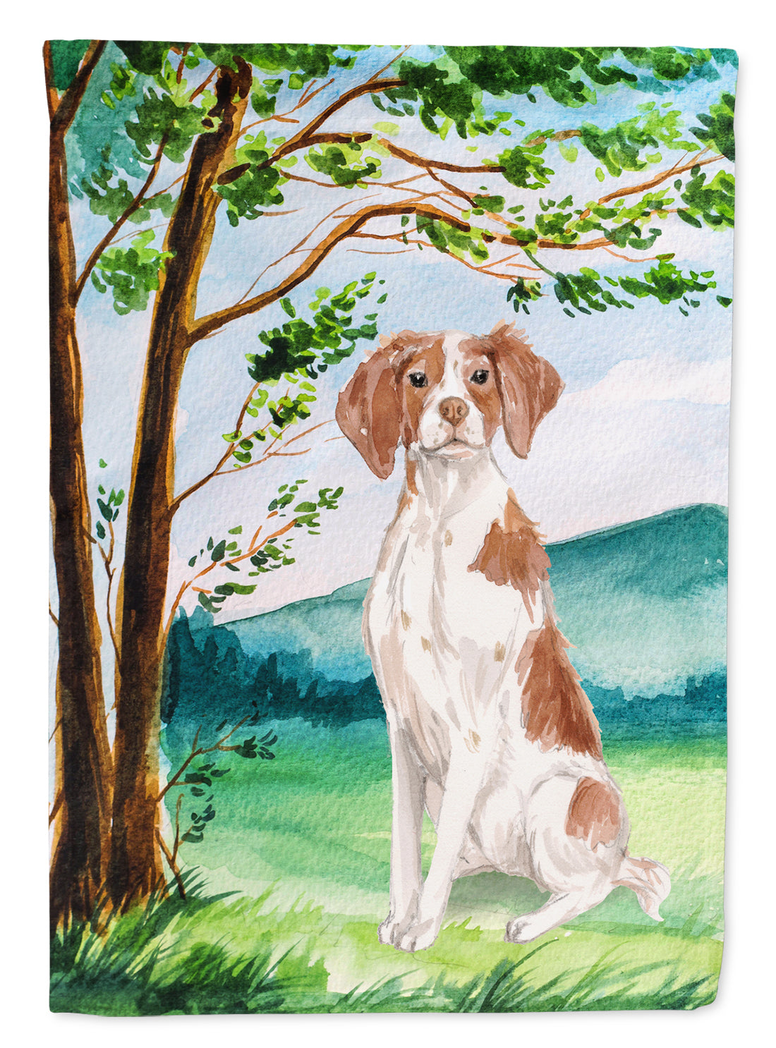 Under the Tree Brittany Spaniel Garden Flag Mailbox Decorative Yard Banner Outside Patio Artwork for Flower Beds, Garden Size, Multicolor