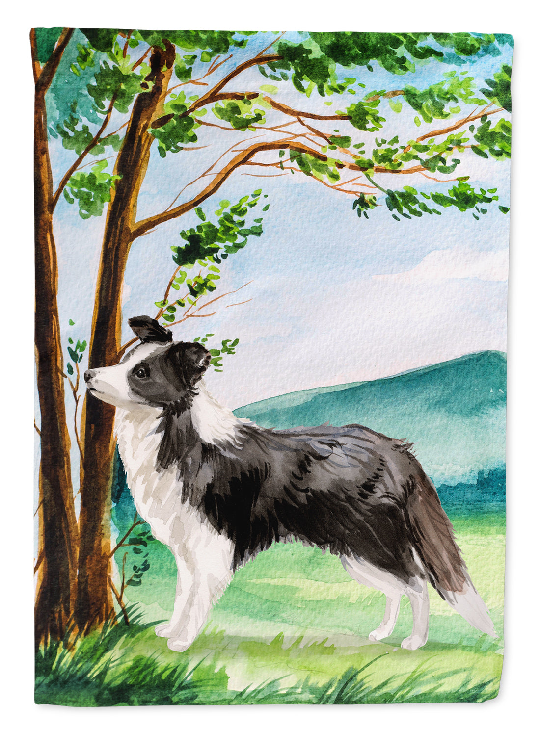 Under the Tree Border Collie Garden Flag Mailbox Decorative Yard Banner Outside Patio Artwork for Flower Beds, Garden Size, Multicolor