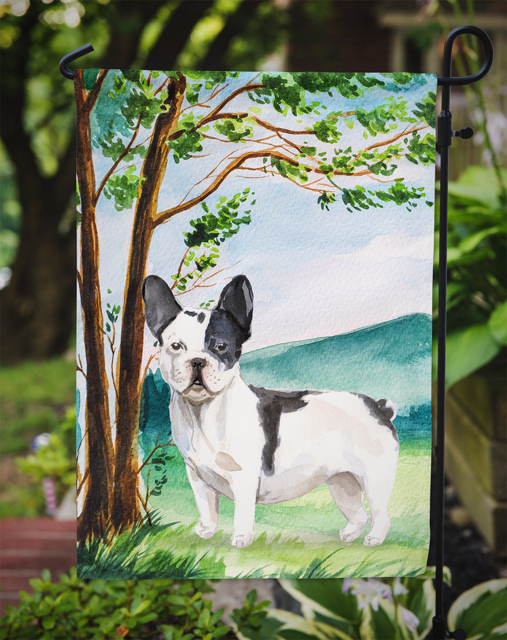 Under the Tree French Bulldog Garden Flag Mailbox Decorative Yard Banner Outside Patio Artwork for Flower Beds, Garden Size, Multicolor