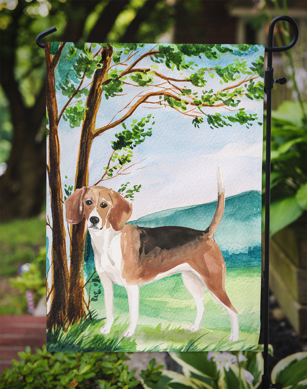 Under the Tree Beagle Garden Flag Mailbox Decorative Yard Banner Outside Patio Artwork for Flower Beds, Garden Size, Multicolor