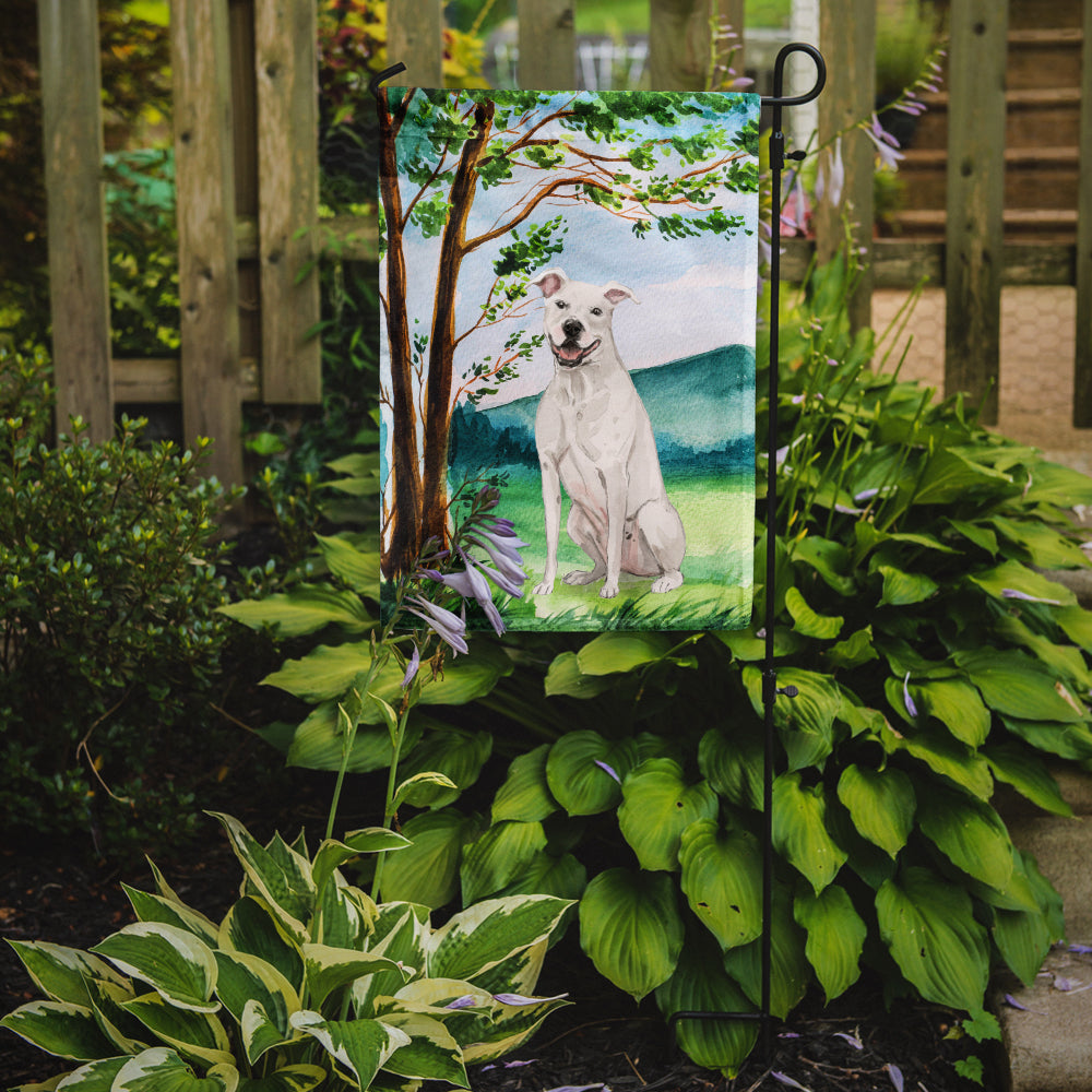 Under the Tree White Staffie Bull Terrier Garden Flag Mailbox Decorative Yard Banner Outside Patio Artwork for Flower Beds, Garden Size, Multicolor