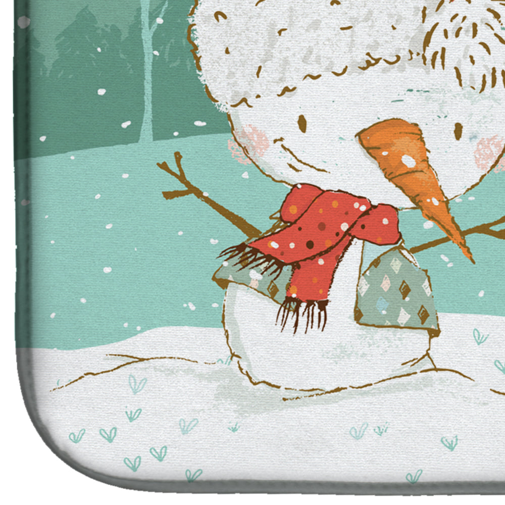 White Boxer and Snowman Christmas Dish Drying Mat Absorbent Dish Drying Mat Pad for Kitchen Counter Dish Drainer Mat for Countertop, 14 x 21", Multicolor