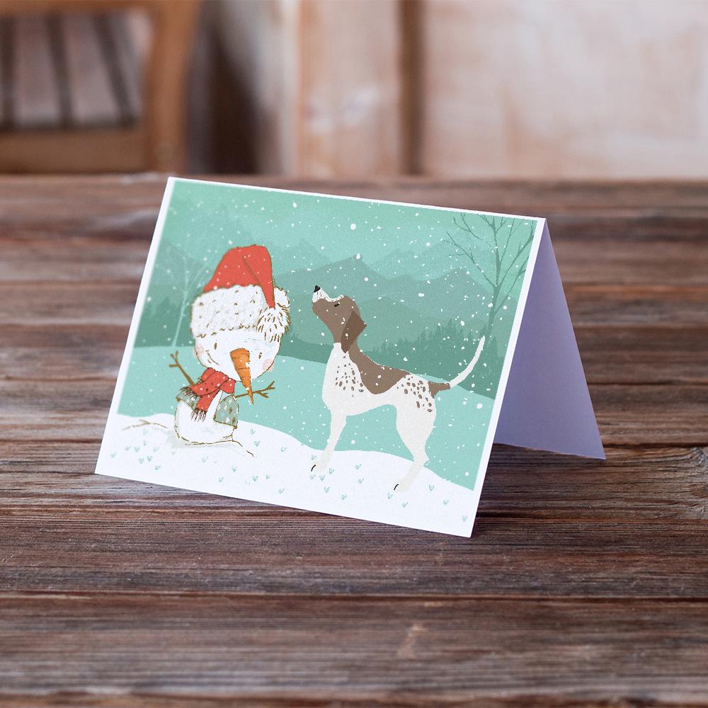 German Shorthair Snowman Christmas Greeting Cards Pack of 8 Blank Cards with Envelopes Whimsical A7 Size 5x7