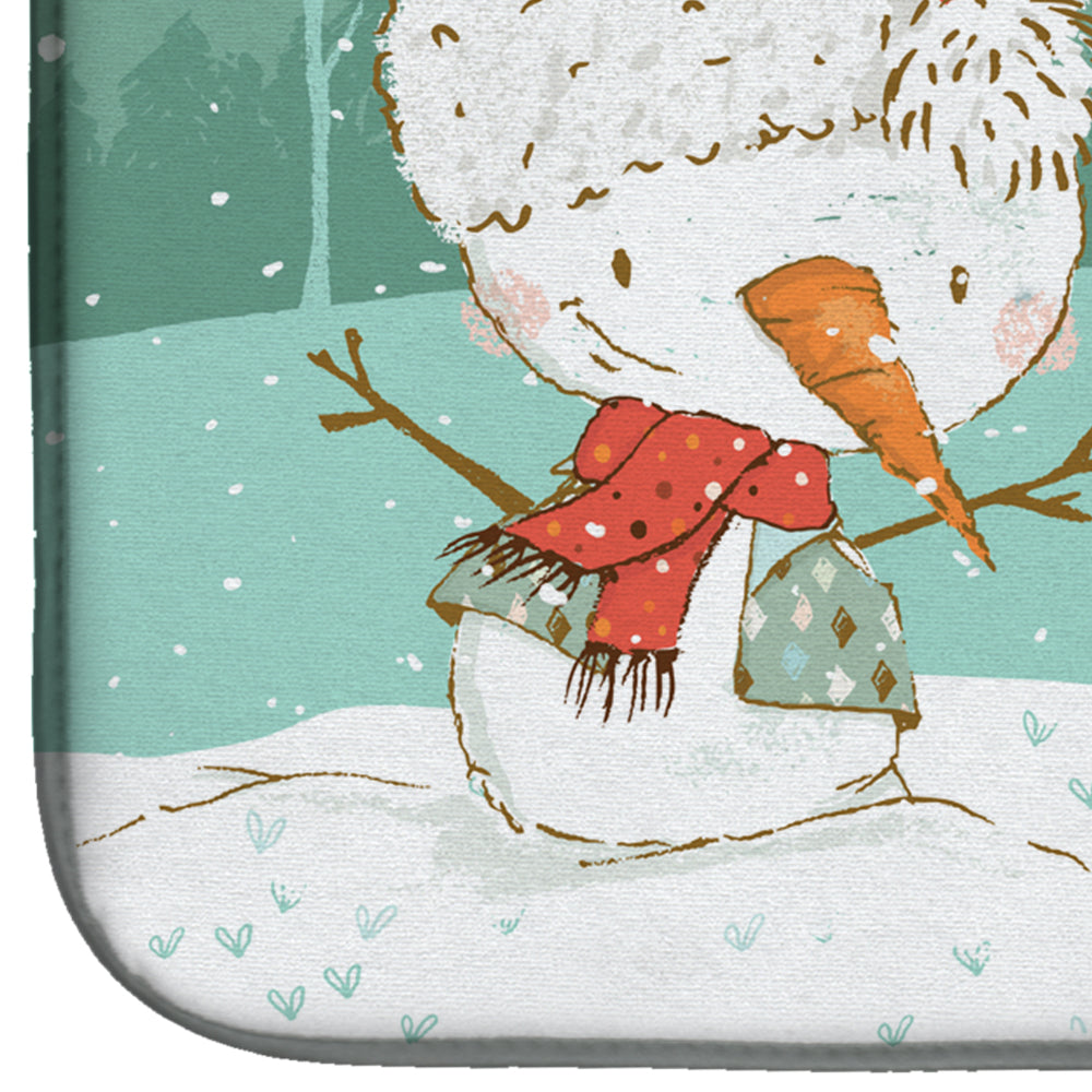 Black Labrador Snowman Christmas Dish Drying Mat Absorbent Dish Drying Mat Pad for Kitchen Counter Dish Drainer Mat for Countertop, 14 x 21", Multicolor