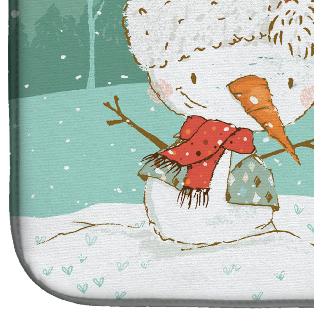 Chocolate Poodle Snowman Christmas Dish Drying Mat Absorbent Dish Drying Mat Pad for Kitchen Counter Dish Drainer Mat for Countertop, 14 x 21", Multicolor
