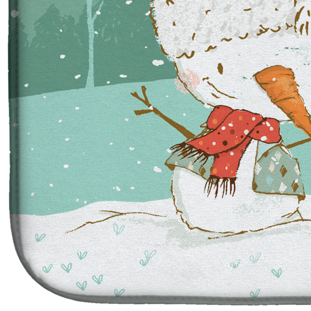 Brown English Springer Spaniel Snowman Christmas Dish Drying Mat Absorbent Dish Drying Mat Pad for Kitchen Counter Dish Drainer Mat for Countertop, 14 x 21", Multicolor