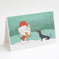 Black Tan Dachshund Snowman Christmas Greeting Cards Pack of 8 Blank Cards with Envelopes Whimsical A7 Size 5x7
