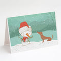 Red Dachshund Snowman Christmas Greeting Cards Pack of 8 Blank Cards with Envelopes Whimsical A7 Size 5x7