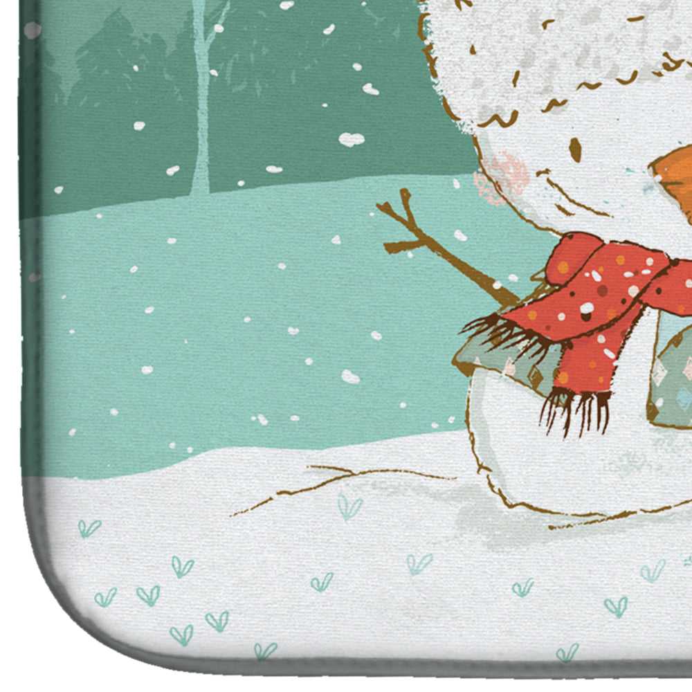 Yorkie Cropped Ears Snowman Christmas Dish Drying Mat Absorbent Dish Drying Mat Pad for Kitchen Counter Dish Drainer Mat for Countertop, 14 x 21", Multicolor