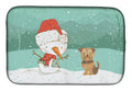 Yorkie Natural Ears Snowman Christmas Dish Drying Mat Absorbent Dish Drying Mat Pad for Kitchen Counter Dish Drainer Mat for Countertop, 14 x 21", Multicolor