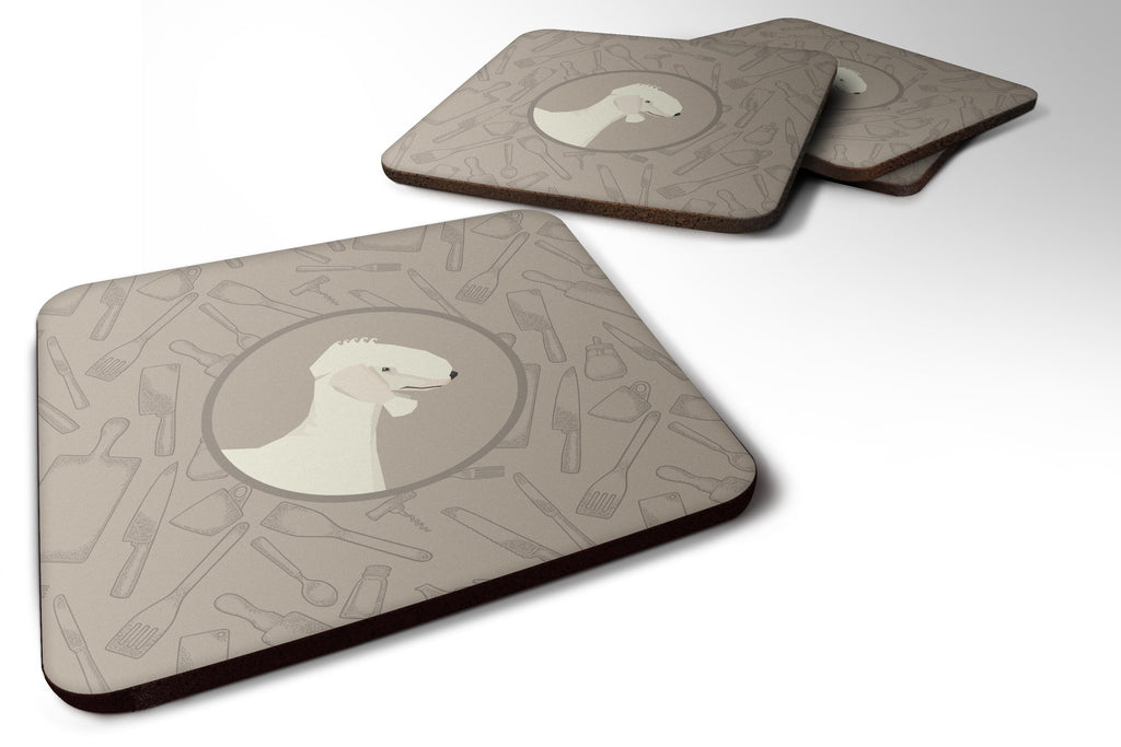 Bedlington Terrier In the Kitchen Foam Coasters Set of 4 Cup Coasters for Indoor Outdoor, Tabletop Protection, Anti Slip, Mouse pad Material