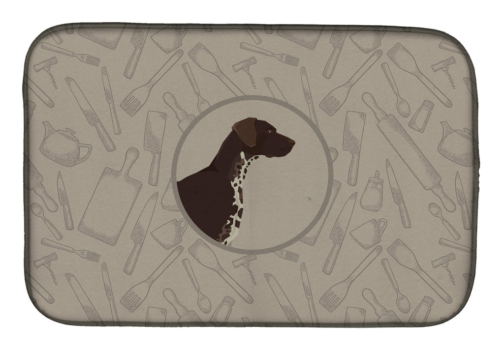 German Shorthaired Pointer In the Kitchen Dish Drying Mat Absorbent Dish Drying Mat Pad for Kitchen Counter Dish Drainer Mat for Countertop, 14 x 21", Multicolor