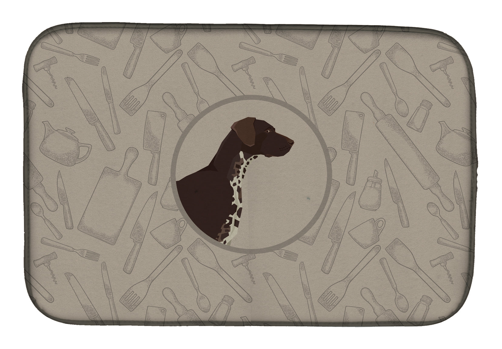 German Shorthaired Pointer In the Kitchen Dish Drying Mat Absorbent Dish Drying Mat Pad for Kitchen Counter Dish Drainer Mat for Countertop, 14 x 21", Multicolor