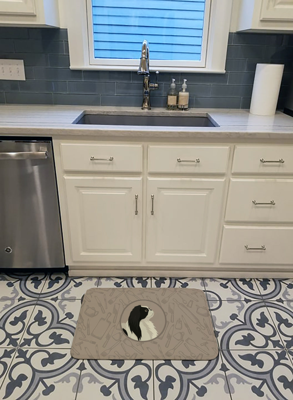 Japanese Chin In the Kitchen Memory Foam Kitchen Mat Machine Washable Anti-Fatigue Cushion Comfort Bath or Kitchen Rug