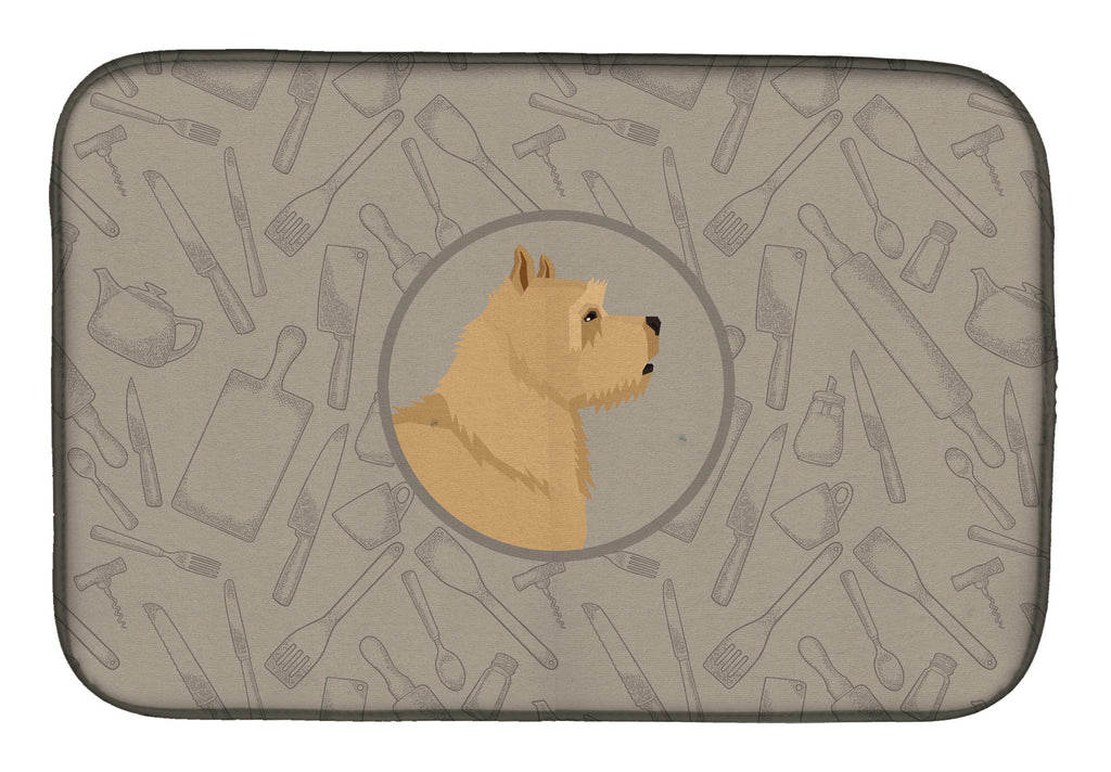 Norwich Terrier In the Kitchen Dish Drying Mat Absorbent Dish Drying Mat Pad for Kitchen Counter Dish Drainer Mat for Countertop, 14 x 21", Multicolor