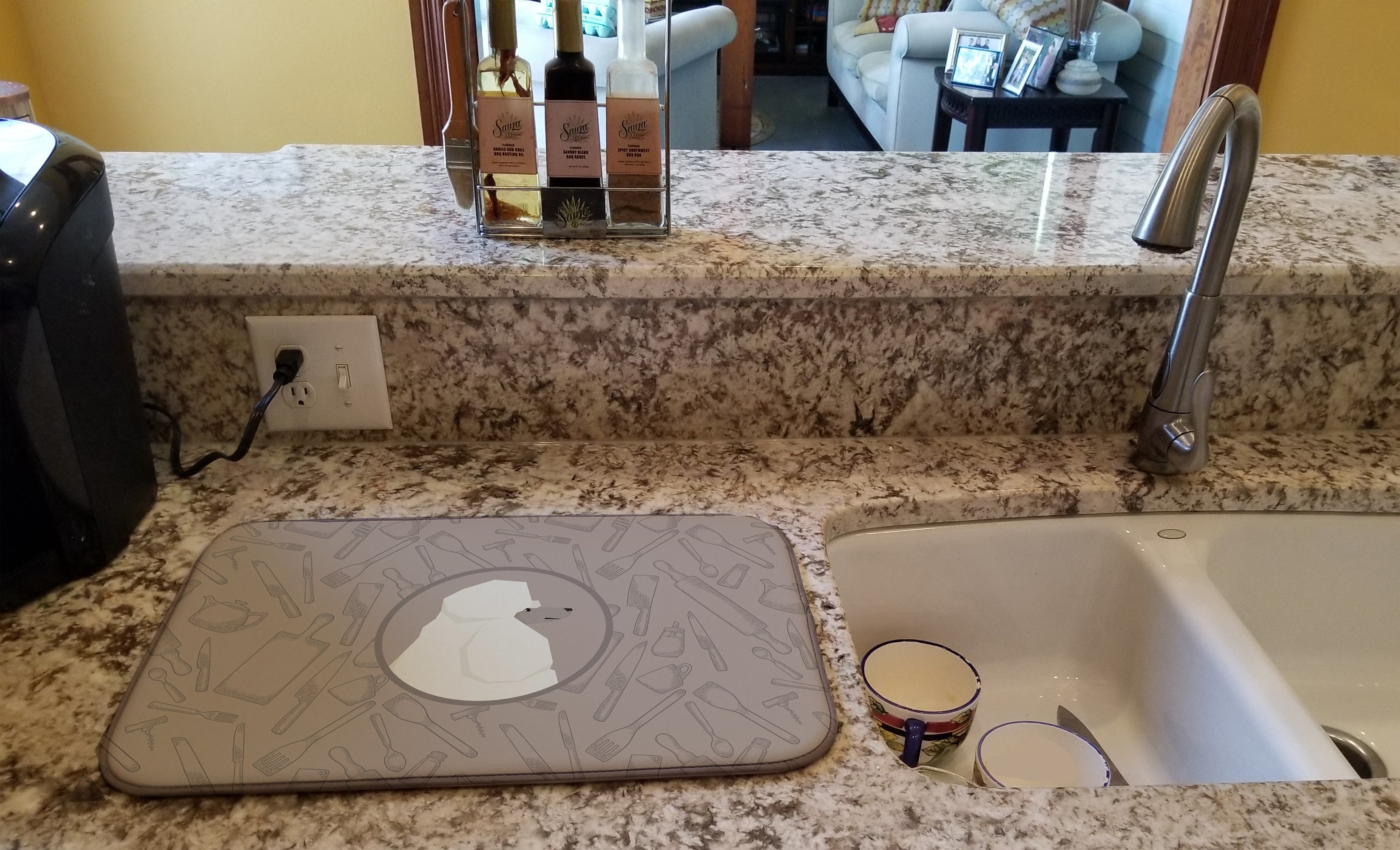 Poodle In the Kitchen Dish Drying Mat Absorbent Dish Drying Mat Pad for Kitchen Counter Dish Drainer Mat for Countertop, 14 x 21", Multicolor