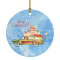 Merry Christmas Basset Hound Ceramic Ornament Christmas Tree Hanging Decorations for Home Christmas Holiday, Party, Gift, 3 in, Multicolor