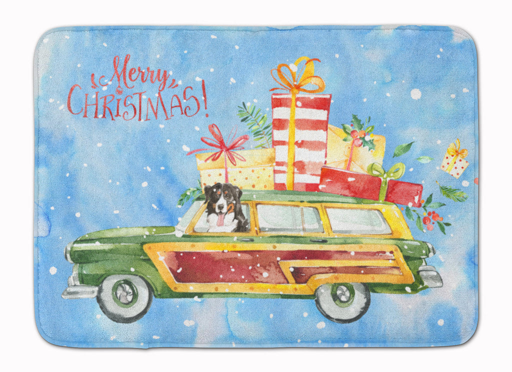 Merry Christmas Bernese Mountain Dog Memory Foam Kitchen Mat Machine Washable Anti-Fatigue Cushion Comfort Bath or Kitchen Rug