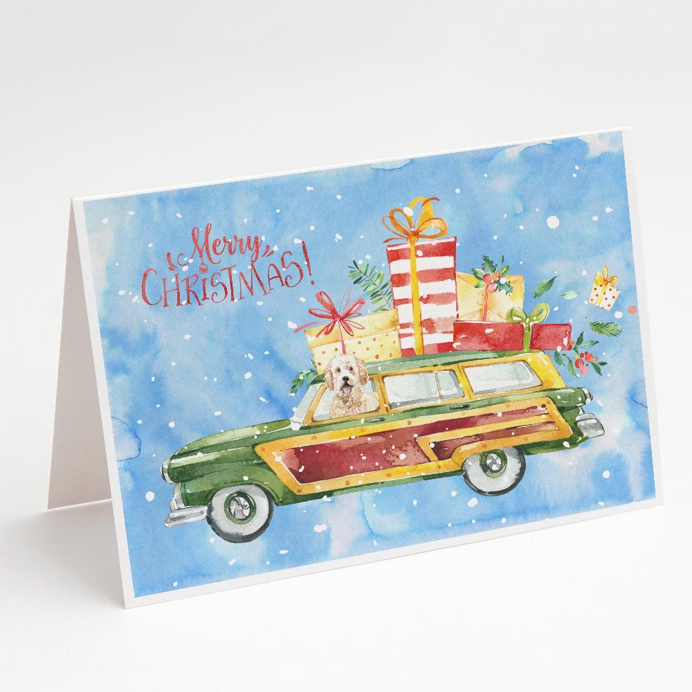 Merry Christmas Goldendoodle Greeting Cards Pack of 8 Blank Cards with Envelopes Whimsical A7 Size 5x7