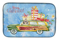 Merry Christmas Shih Tzu Dish Drying Mat Absorbent Dish Drying Mat Pad for Kitchen Counter Dish Drainer Mat for Countertop, 14 x 21", Multicolor