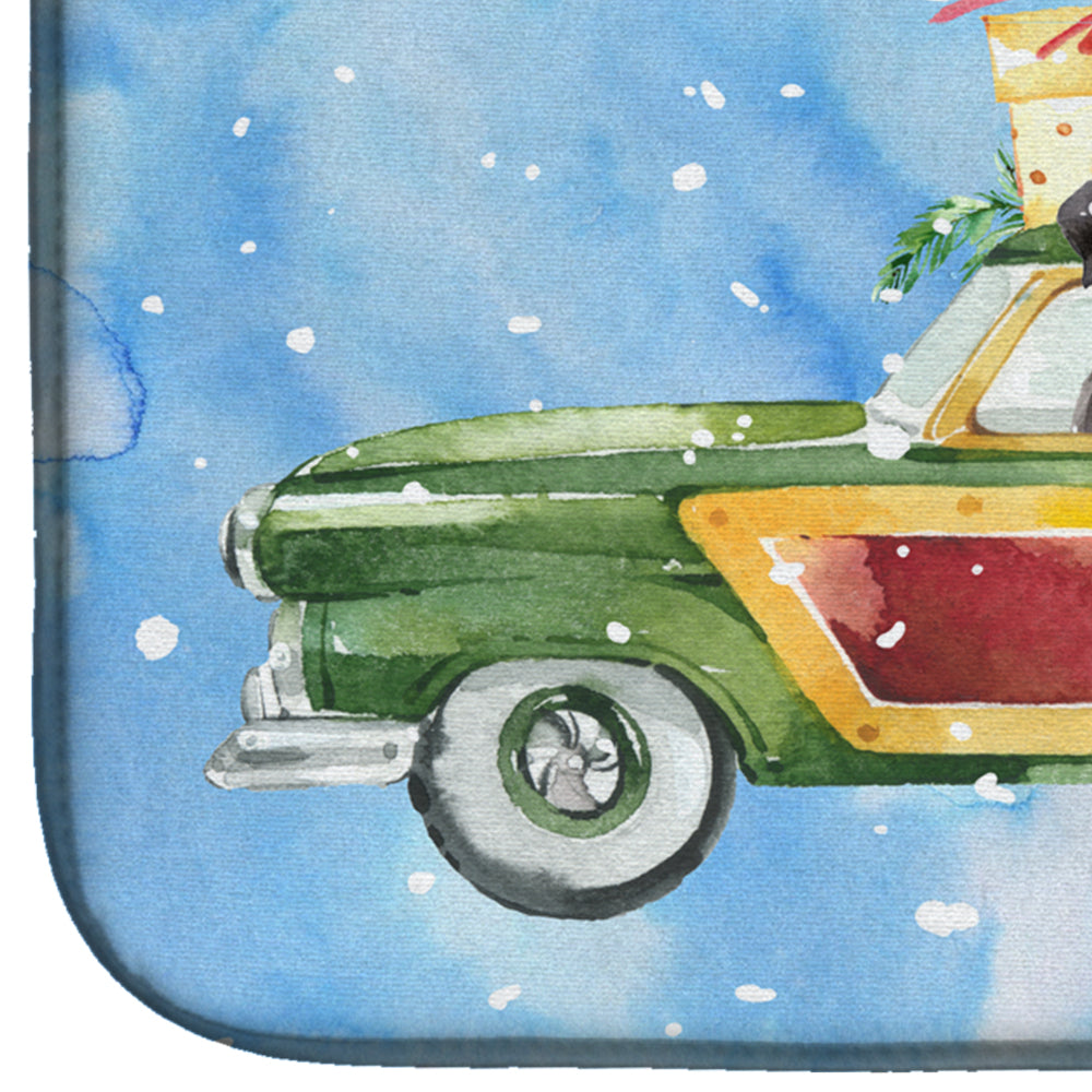 Merry Christmas Black Labrador Retriever Dish Drying Mat Absorbent Dish Drying Mat Pad for Kitchen Counter Dish Drainer Mat for Countertop, 14 x 21", Multicolor