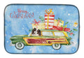 Merry Christmas Tricolor Cavalier Spaniel Dish Drying Mat Absorbent Dish Drying Mat Pad for Kitchen Counter Dish Drainer Mat for Countertop, 14 x 21", Multicolor