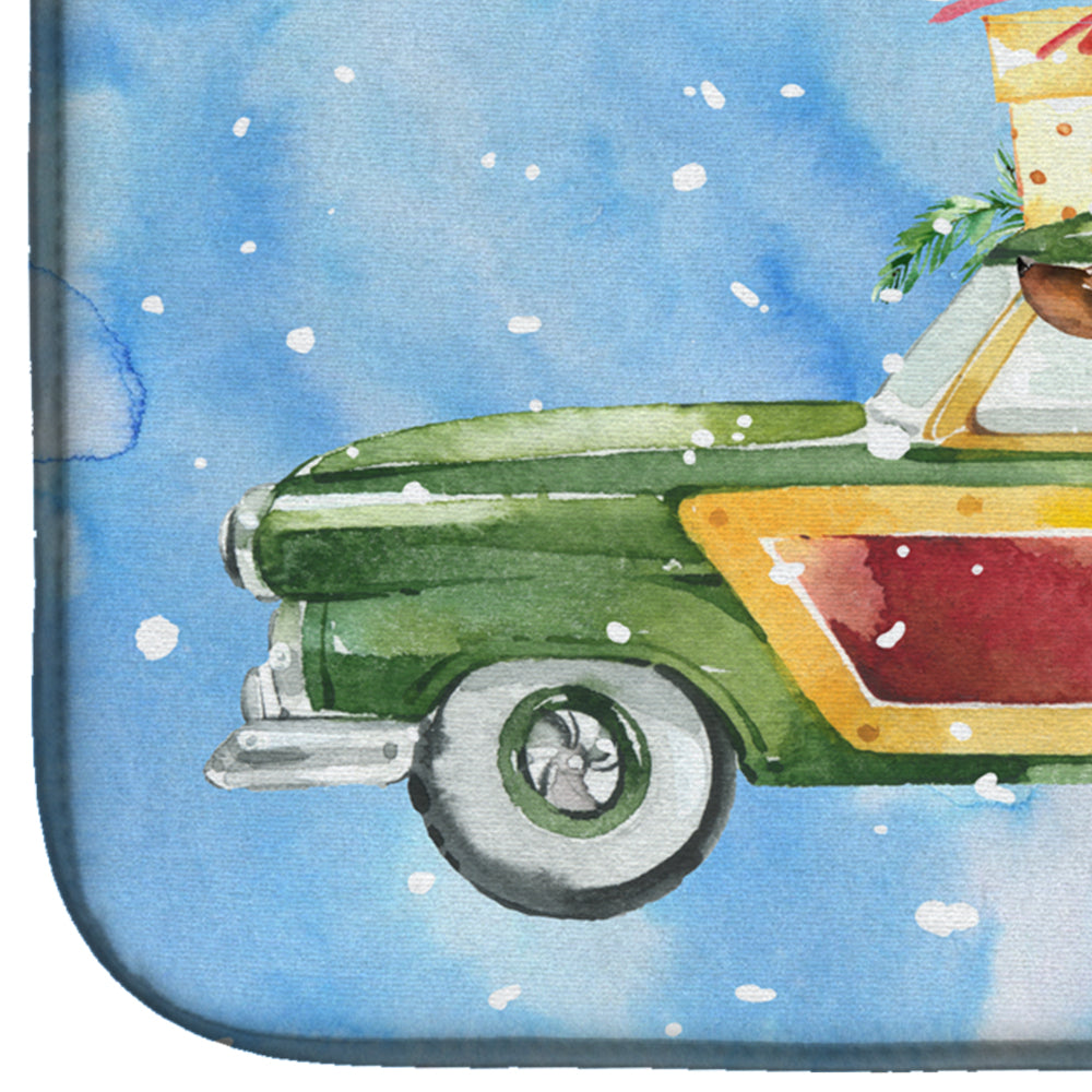 Merry Christmas Dachshund Dish Drying Mat Absorbent Dish Drying Mat Pad for Kitchen Counter Dish Drainer Mat for Countertop, 14 x 21", Multicolor