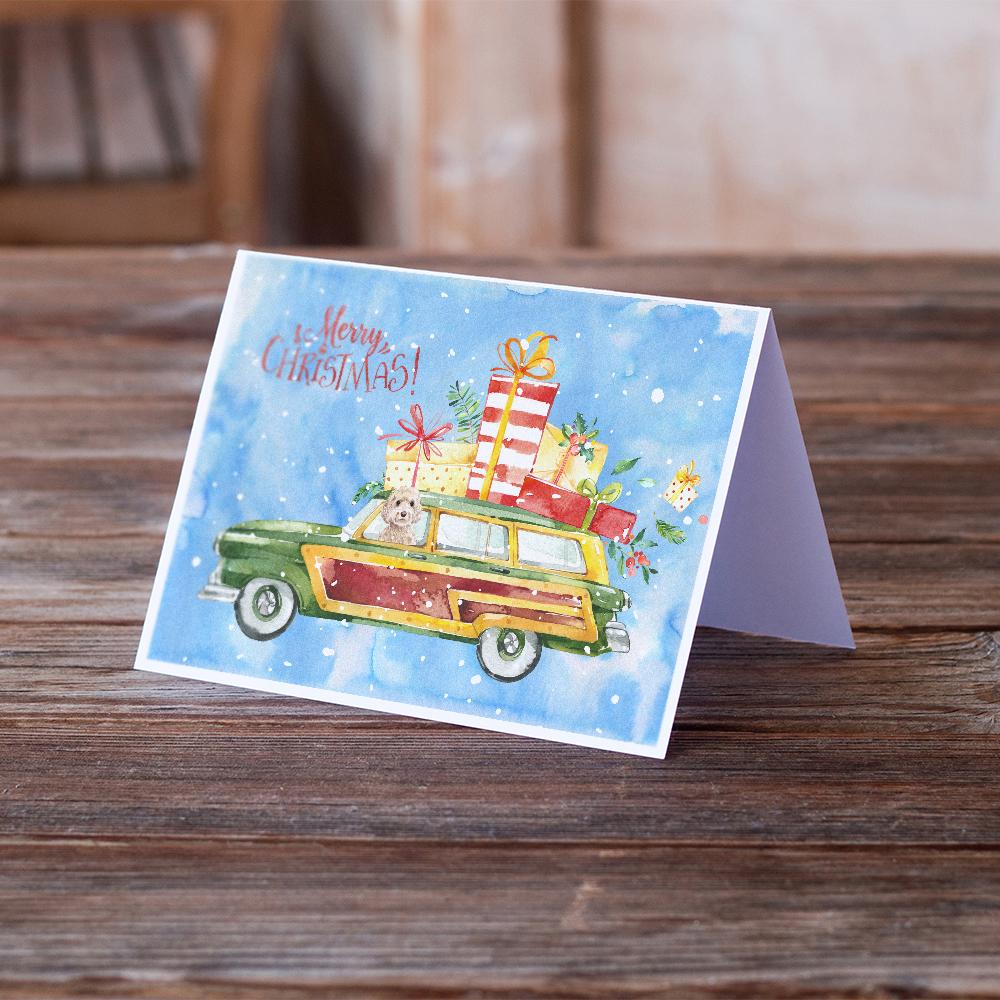 Merry Christmas Champagne Cockapoo Greeting Cards Pack of 8 Blank Cards with Envelopes Whimsical A7 Size 5x7