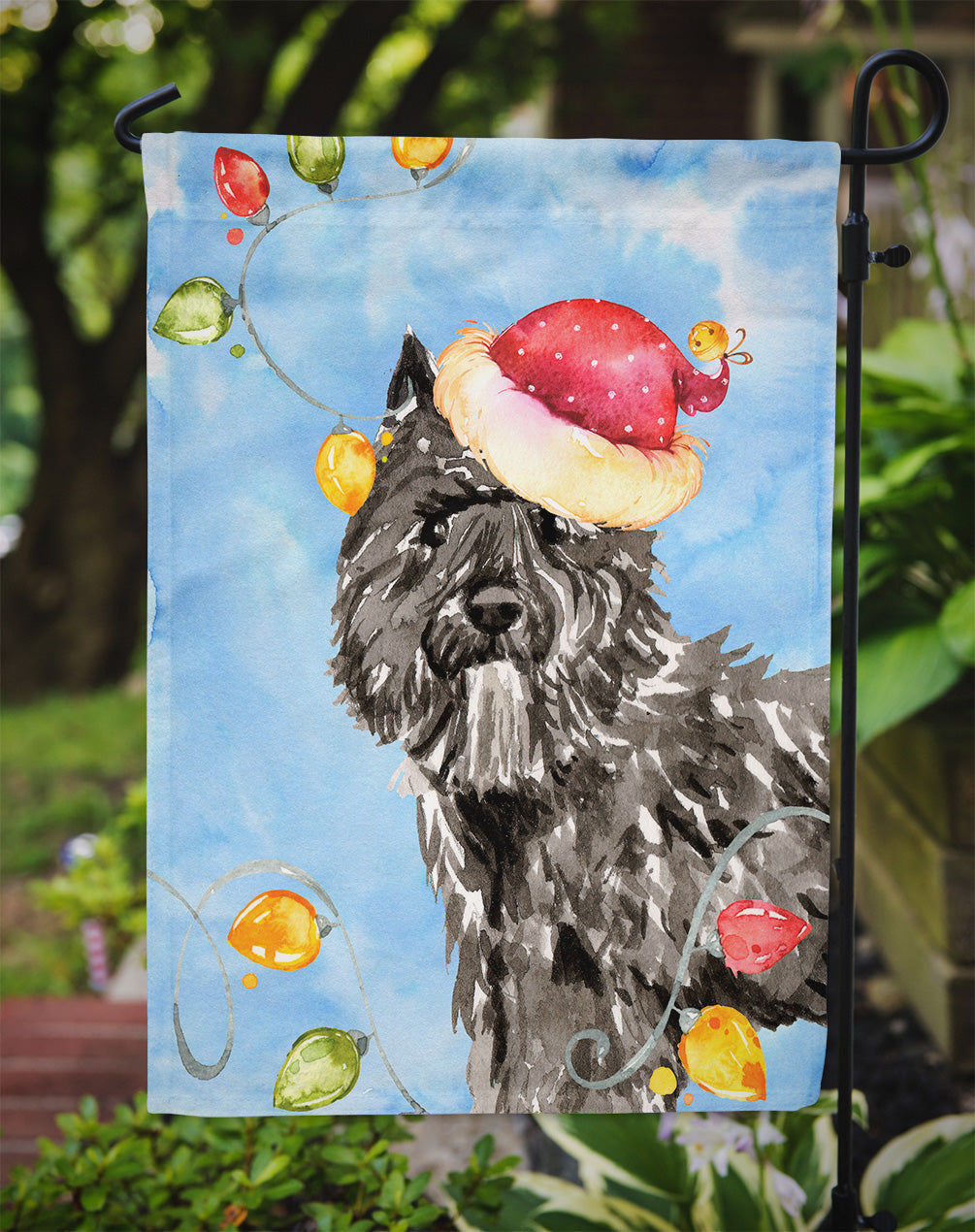 Christmas Lights Bouvier des Flandres Garden Flag Mailbox Decorative Yard Banner Outside Patio Artwork for Flower Beds, Garden Size, Multicolor