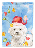 Christmas Lights Bichon Frise Garden Flag Mailbox Decorative Yard Banner Outside Patio Artwork for Flower Beds, Garden Size, Multicolor