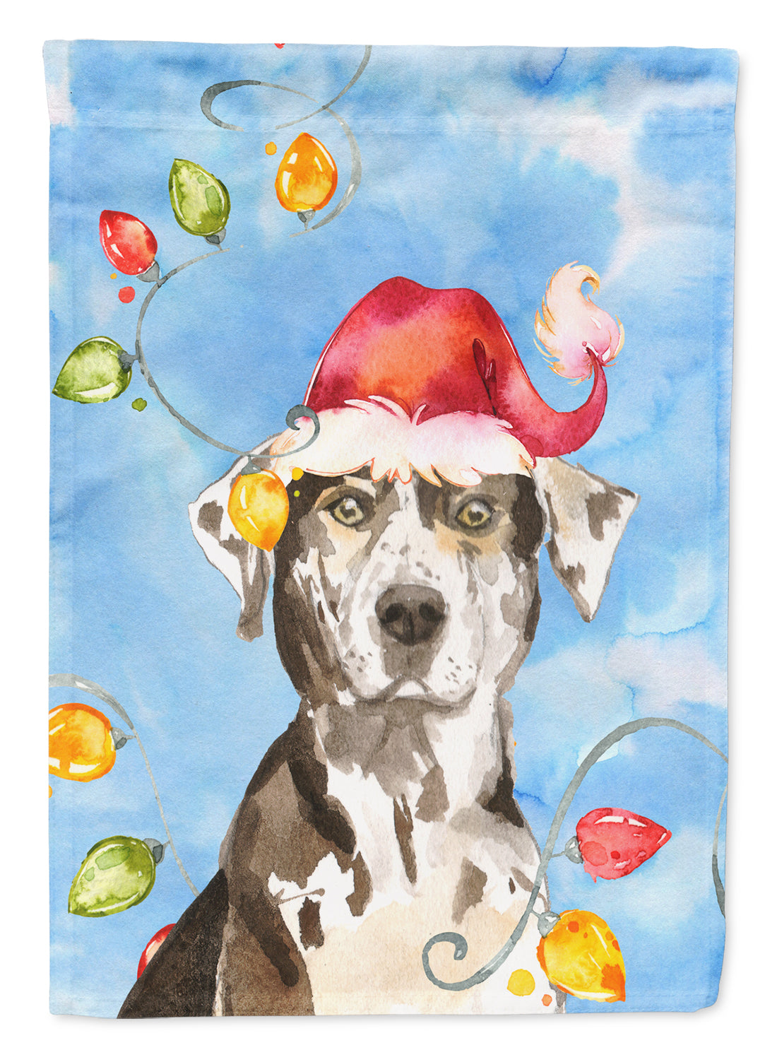 Christmas Lights Catahoula Leopard Dog Garden Flag Mailbox Decorative Yard Banner Outside Patio Artwork for Flower Beds, Garden Size, Multicolor