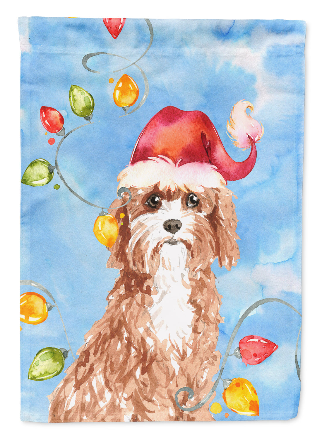 Christmas Lights Cavapoo Garden Flag Mailbox Decorative Yard Banner Outside Patio Artwork for Flower Beds, Garden Size, Multicolor