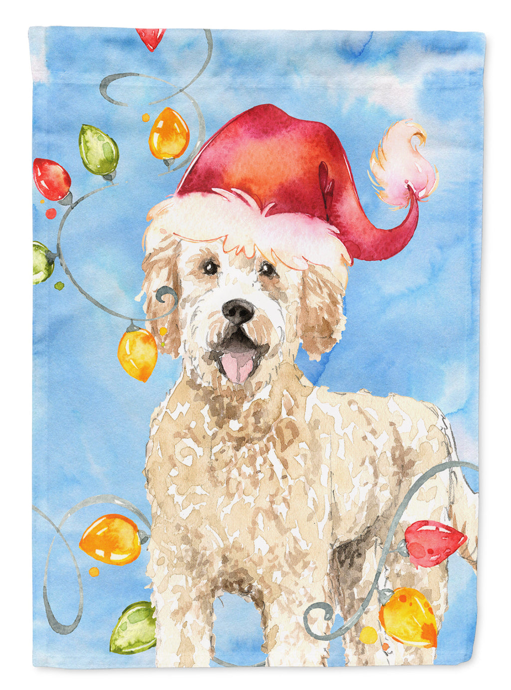 Christmas Lights Goldendoodle Garden Flag Mailbox Decorative Yard Banner Outside Patio Artwork for Flower Beds, Garden Size, Multicolor