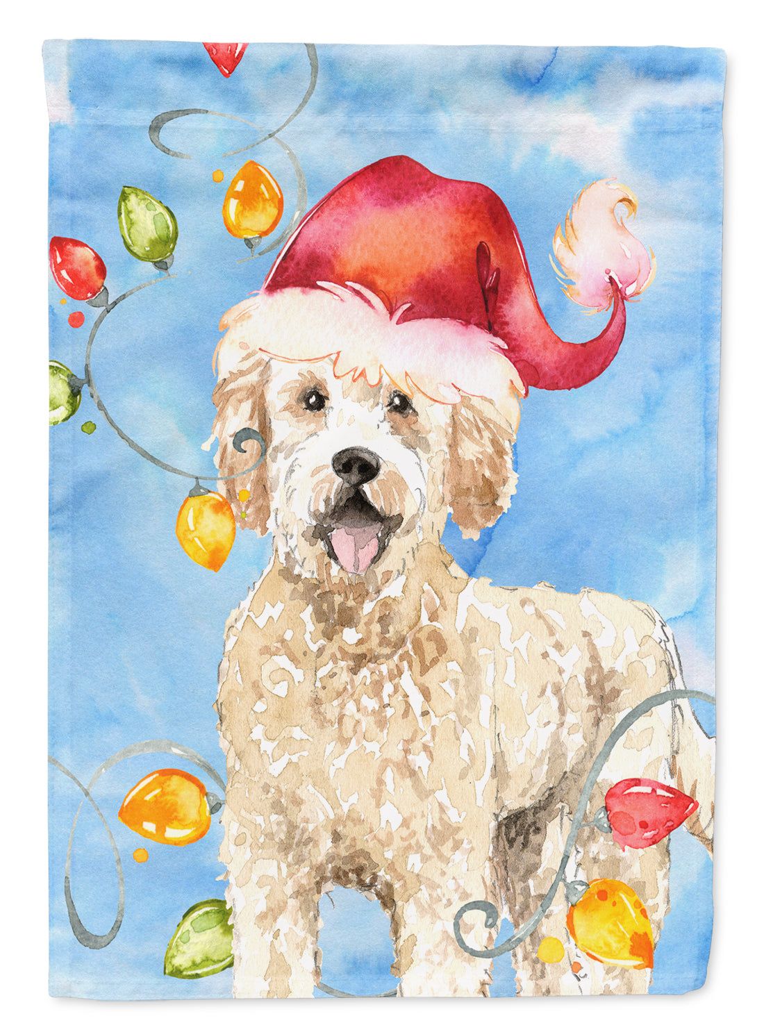 Christmas Lights Goldendoodle Garden Flag Mailbox Decorative Yard Banner Outside Patio Artwork for Flower Beds, Garden Size, Multicolor