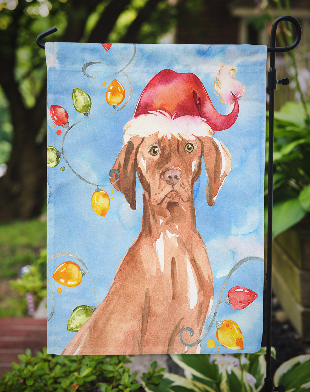 Christmas Lights Vizsla Garden Flag Mailbox Decorative Yard Banner Outside Patio Artwork for Flower Beds, Garden Size, Multicolor