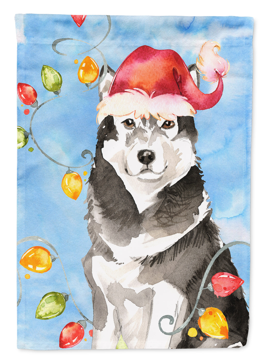 Christmas Lights Alaskan Malamute Garden Flag Mailbox Decorative Yard Banner Outside Patio Artwork for Flower Beds, Garden Size, Multicolor