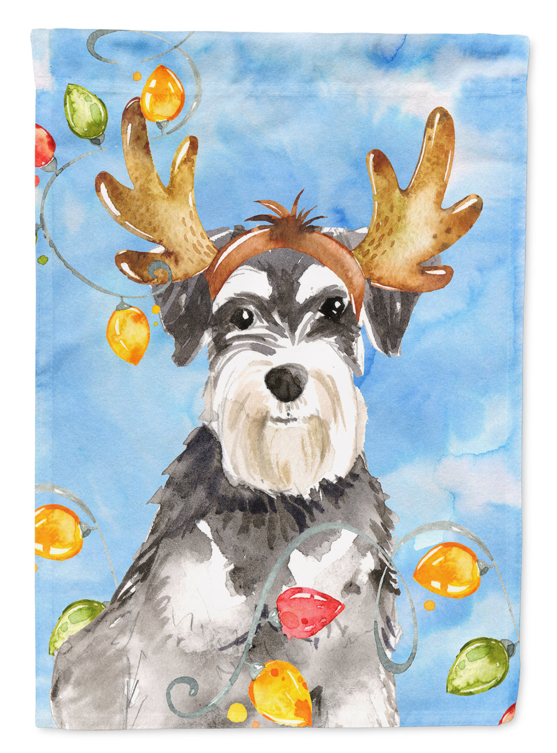 Christmas Lights Schnauzer Garden Flag Mailbox Decorative Yard Banner Outside Patio Artwork for Flower Beds, Garden Size, Multicolor