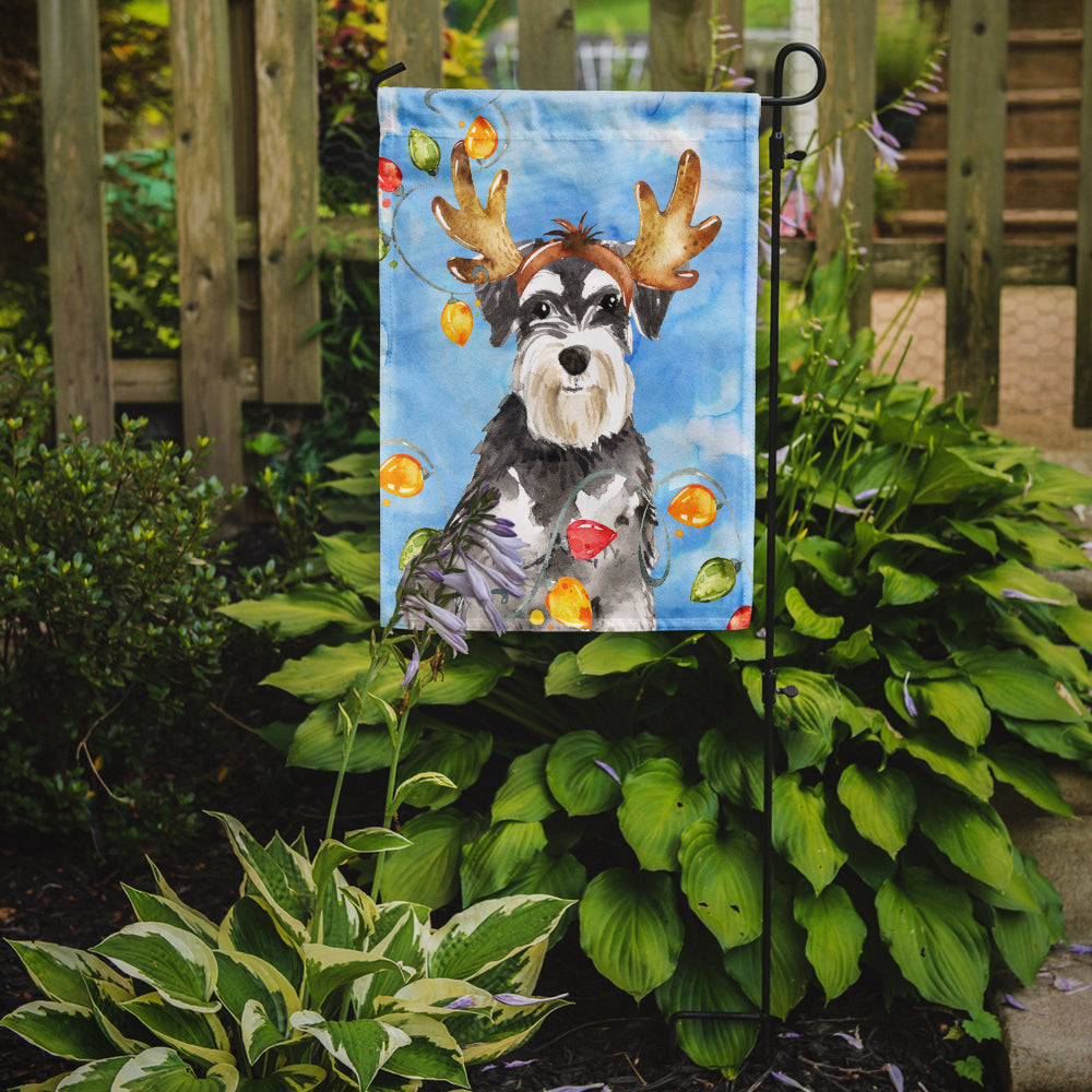 Christmas Lights Schnauzer Garden Flag Mailbox Decorative Yard Banner Outside Patio Artwork for Flower Beds, Garden Size, Multicolor