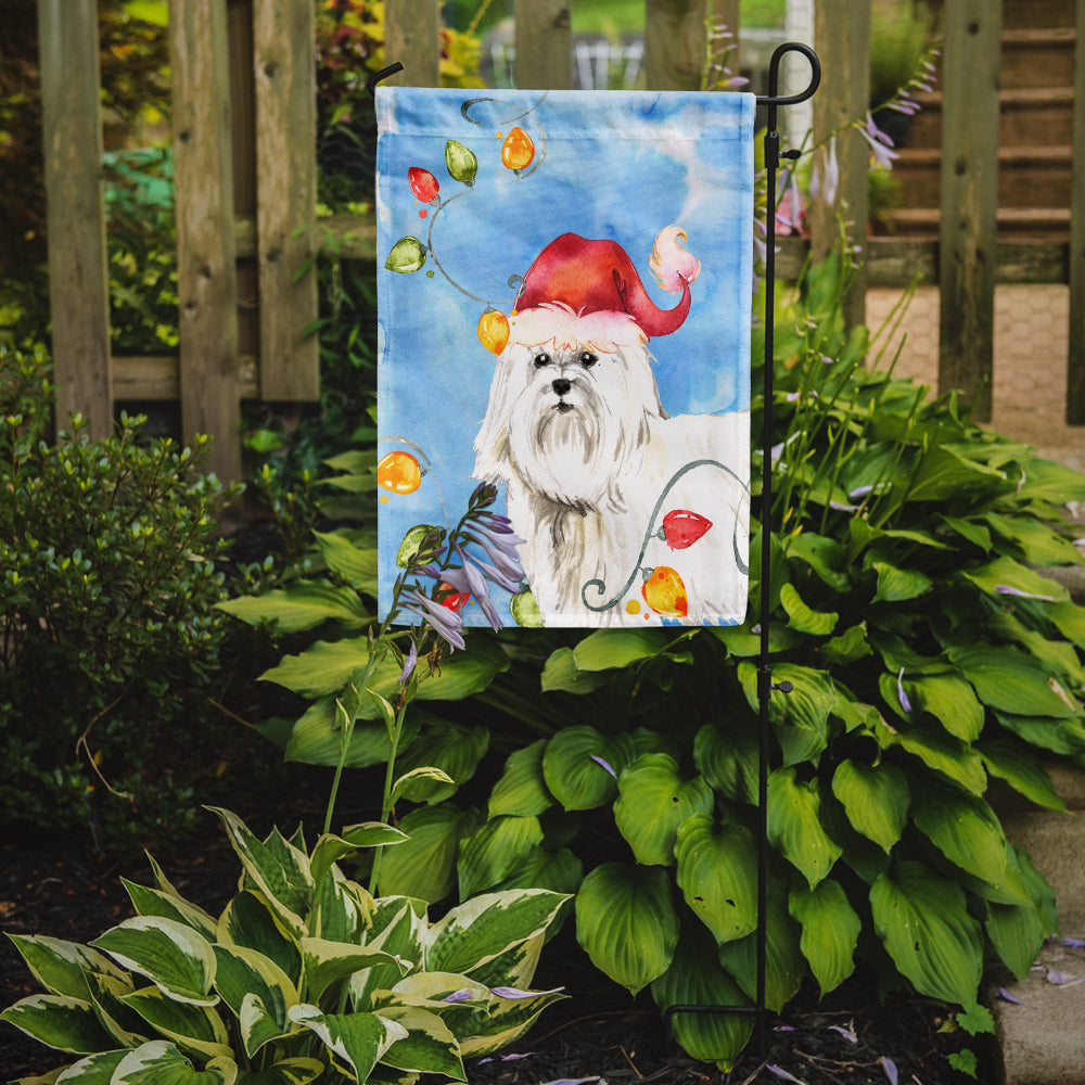 Christmas Lights Maltese Garden Flag Mailbox Decorative Yard Banner Outside Patio Artwork for Flower Beds, Garden Size, Multicolor